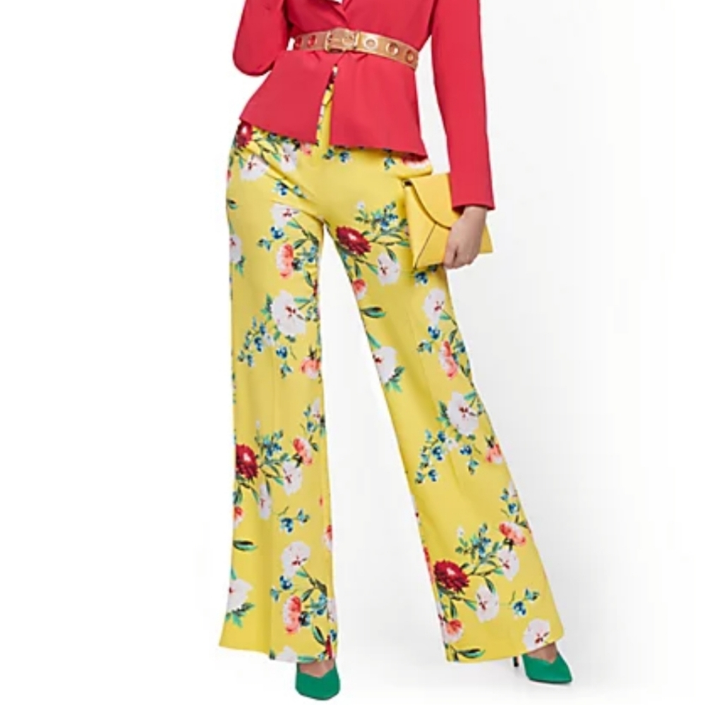 Yellow Floral Palazzo Pants